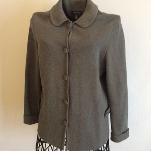 Lands’ End Gray button front sweater Medium